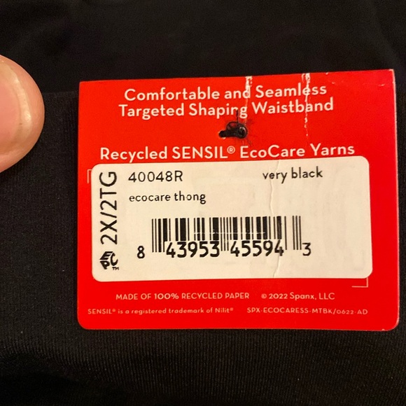 Spanx Eco Care Shaping Black Thong Underwear size 2X NWT - Picture 7 of 7